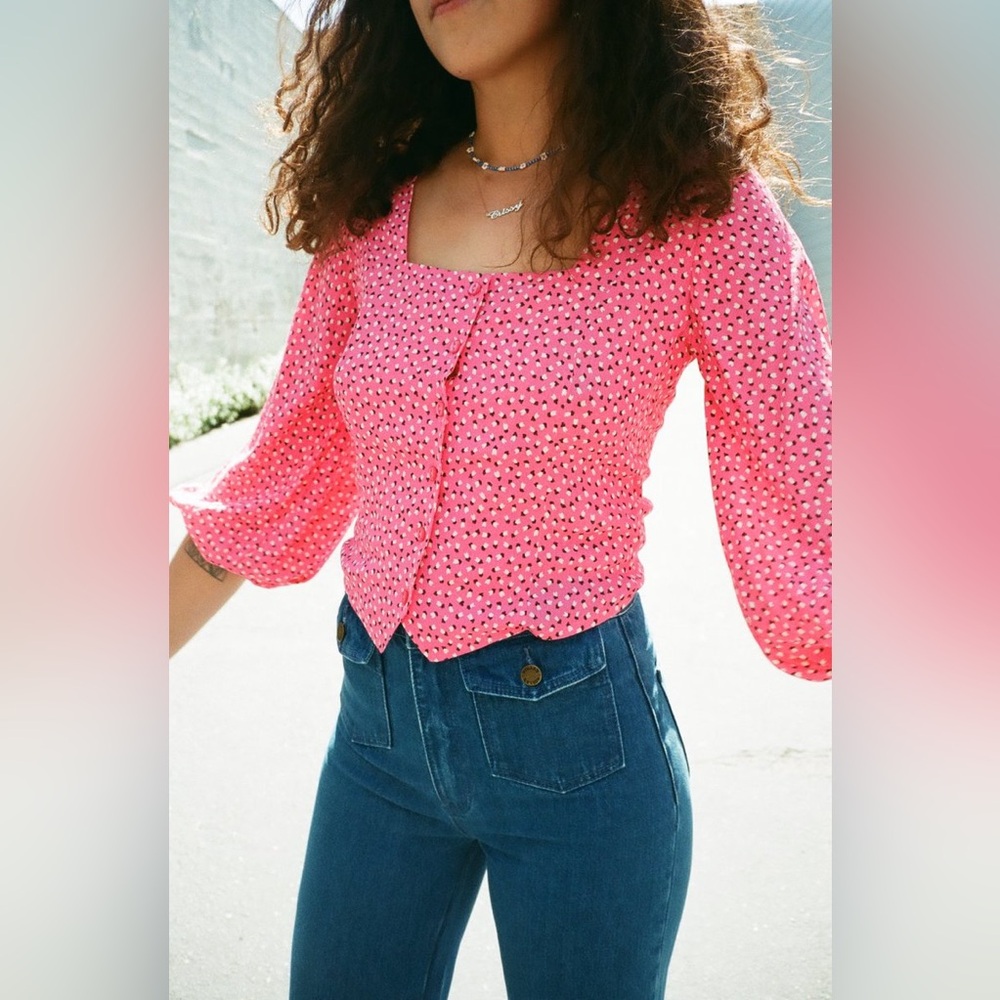 ROLLA’S Roxanne Mini Tulips Blouse in‎ Hot Pink - Picture 7 of 11